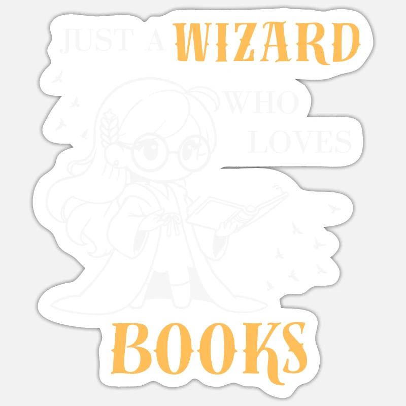 Wizard who loves books Bücher Geschenkidee - Sticker Größe S (10 x 10 cm) - Mattweiß