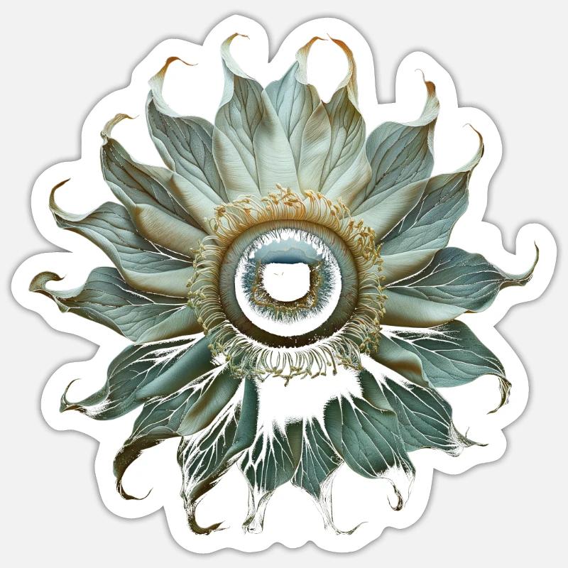 Esthétique Weirdcore Fleur Globe oculaire humain - Sticker taille S (10 x 10 cm) - blanc mat