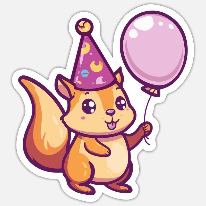 Écureuil Anniversaire Bébé - Sticker taille S (10 x 10 cm) - blanc mat