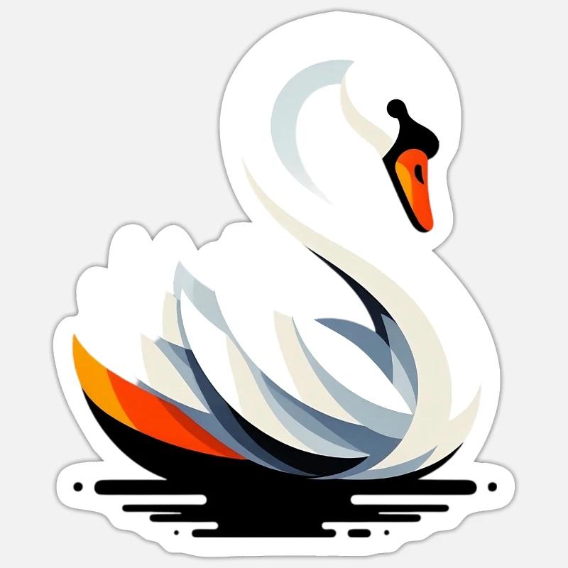 Schwan - Sticker Größe S (10 x 10 cm) - Mattweiß