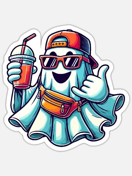 Boo-Jee Gespenst Lustiger Modischer Geist - Sticker Größe S (10 x 10 cm) - Mattweiß