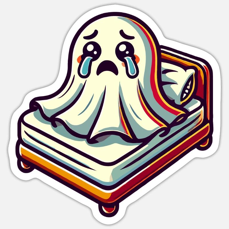 Sad Ghost Funny Ghost Design - Sticker size S (10 x 10 cm) - white matte