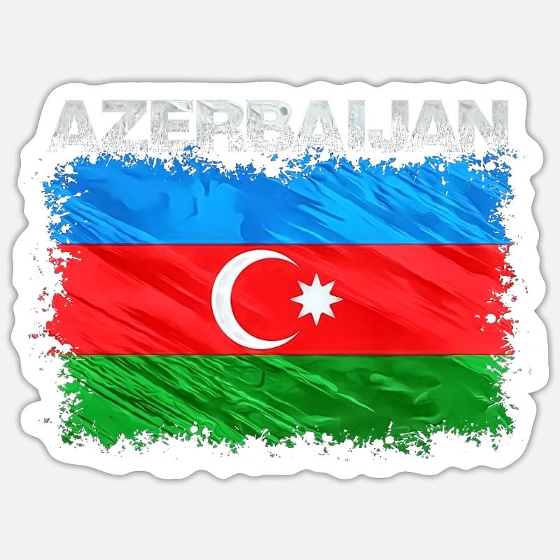 Azerbaïdjan - Sticker taille S (10 x 10 cm) - blanc mat