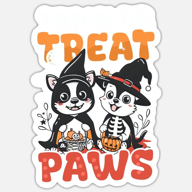 Halloween Hund Süßes Oder Saures Pfoten Sticker Größe S (10 x 10 cm)