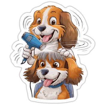 Dog Groomer Hundfriseur für einen Hundfriseur - Sticker Größe S (10 x 10 cm) - Mattweiß - Vorne