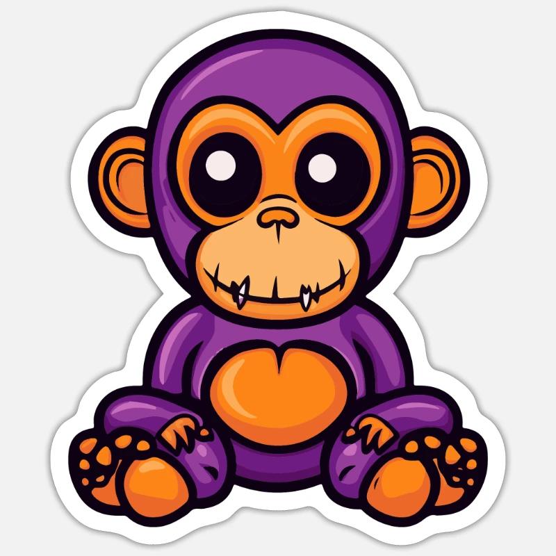 Affe Halloween Comic Zombie - Sticker Größe S (10 x 10 cm) - Mattweiß