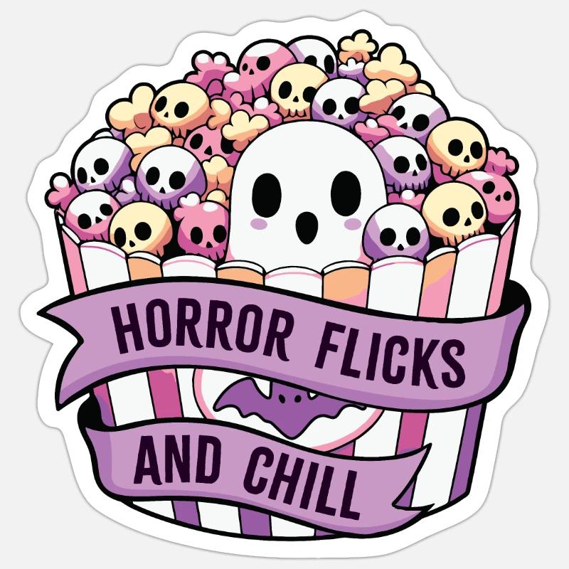 Films d’horreur et frisson - Sticker taille S (10 x 10 cm) - blanc mat