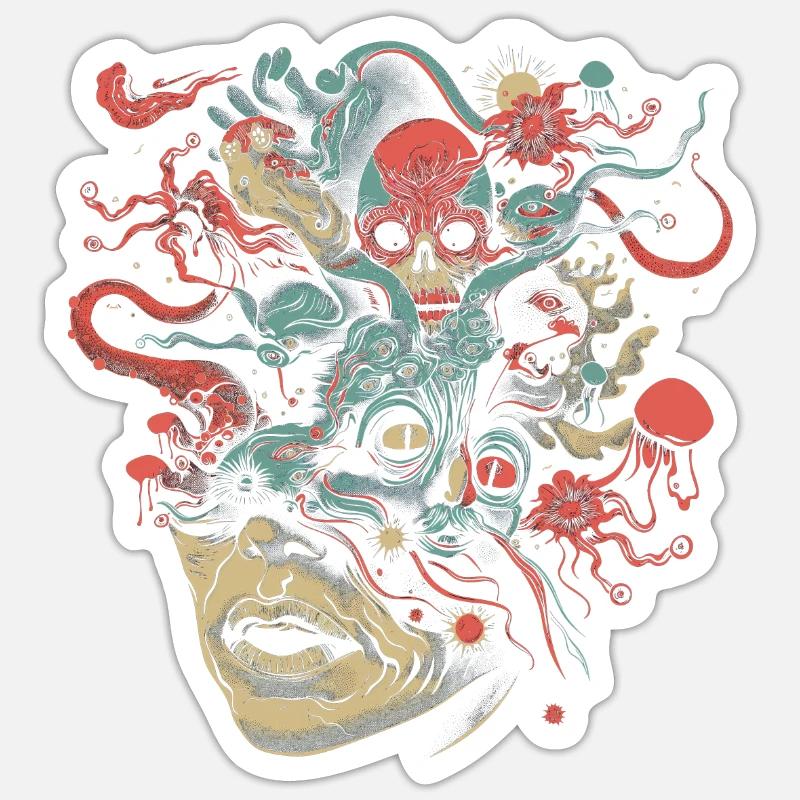 Esthétique Weirdcore Visage Bizarre Crâne Dreamcore Sticker taille S (10 x 10 cm)