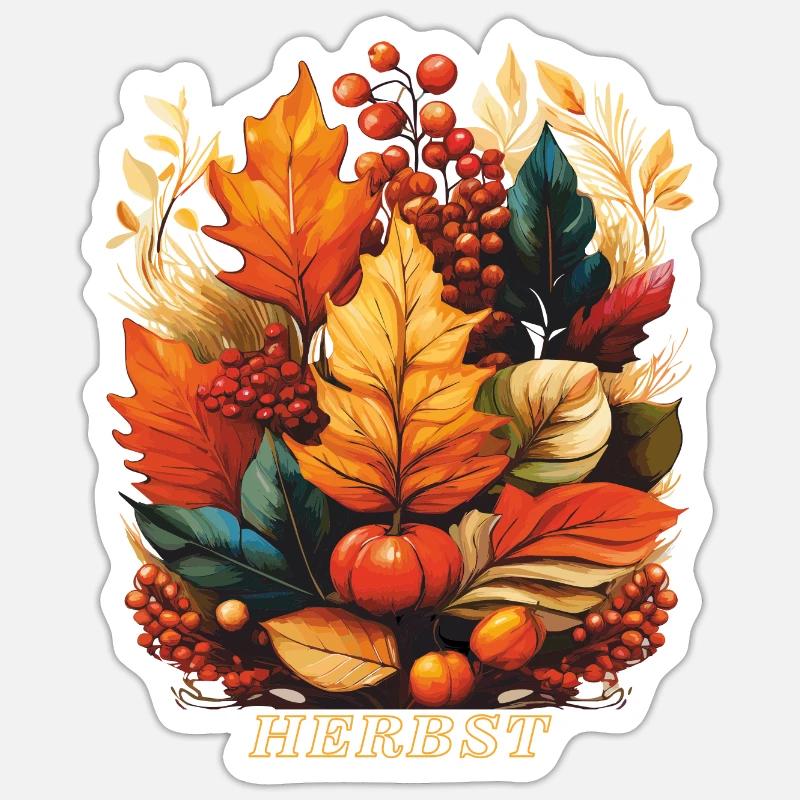 HERBST - Sticker Größe S (10 x 10 cm) - Mattweiß