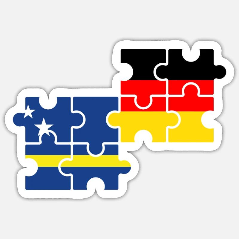 Curaçao Allemagne Drapeau - Sticker taille S (10 x 10 cm) - blanc mat