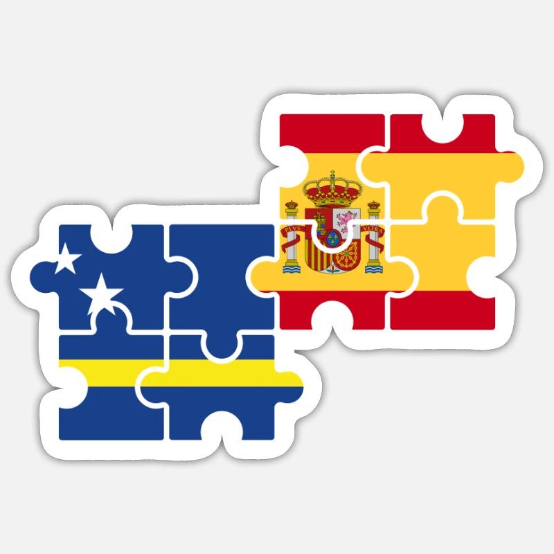 Curaçao, Espagne, Drapeau - Sticker taille S (10 x 10 cm) - blanc mat