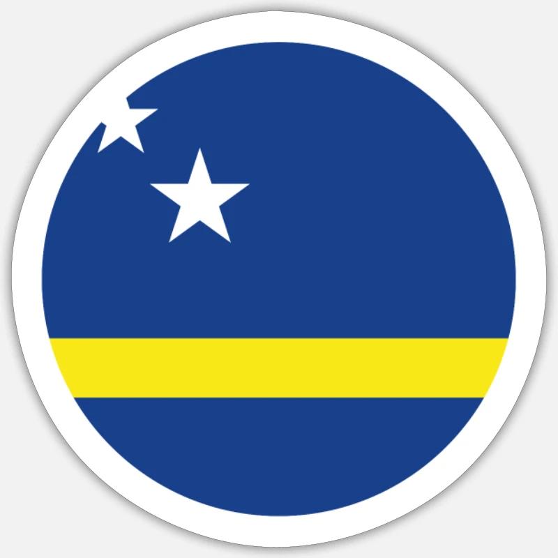 Drapeau de Curaçao - Sticker taille S (10 x 10 cm) - blanc mat