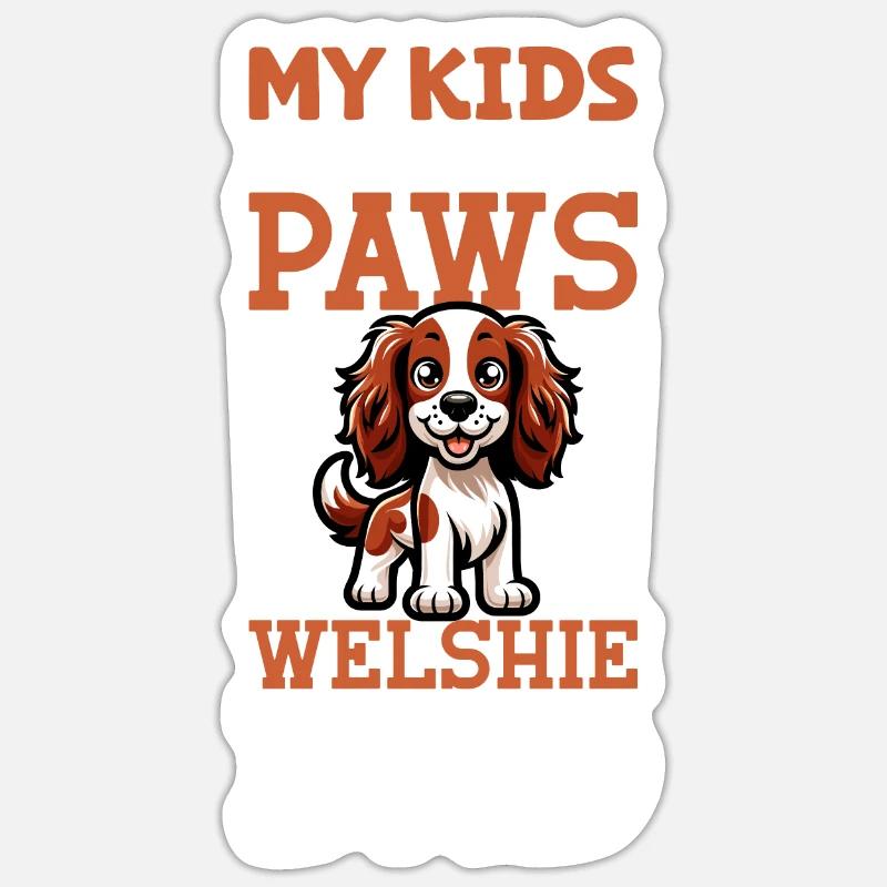 Welsh Springer Spaniel Papa - Sticker Größe S (10 x 10 cm) - Mattweiß