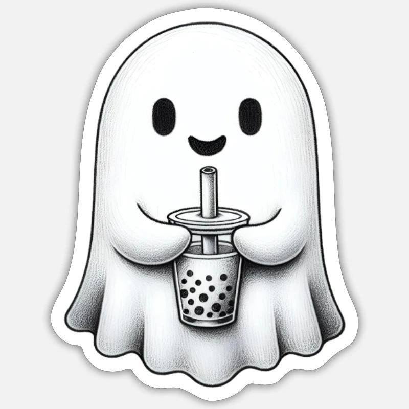 Cute Ghost Bubble Tea - Sticker size S (10 x 10 cm) - white matte