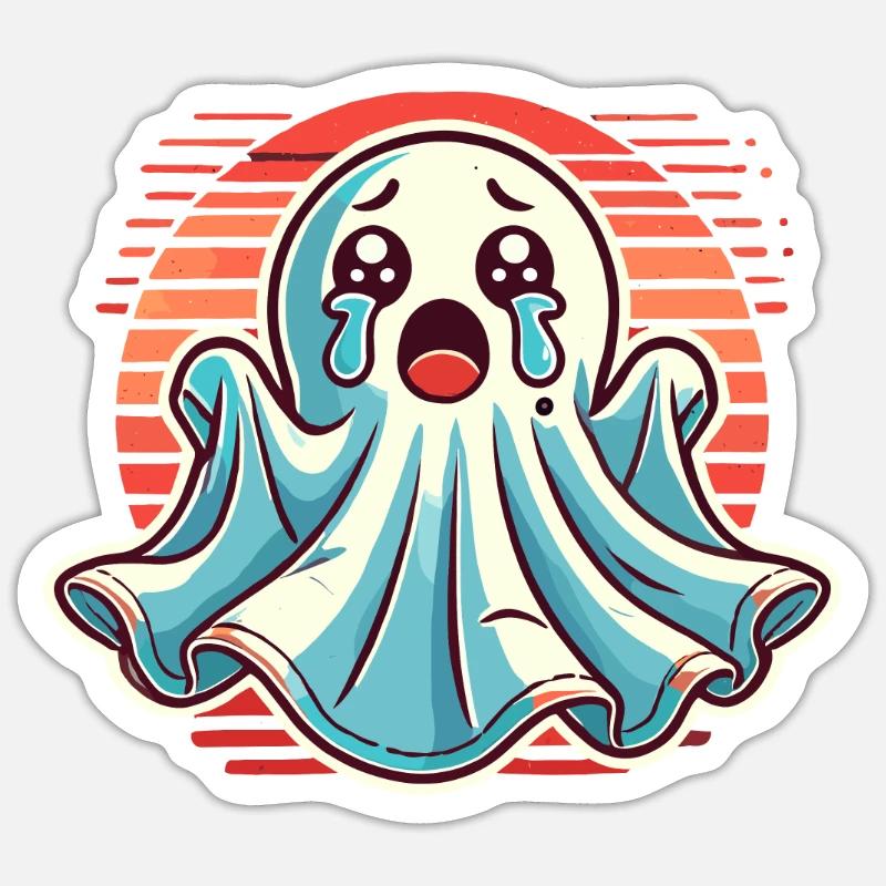 Sad Ghost Cute Weeping Ghosts Sticker size S (10 x 10 cm)
