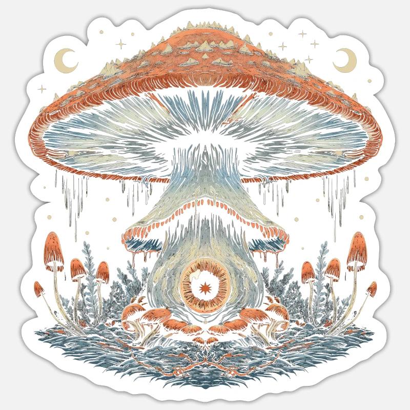 Cottagecore Weirdcore Esthétique Champignon Globe oculaire Mon Sticker taille S (10 x 10 cm)