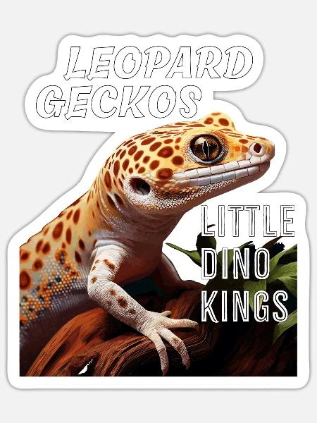 LEOPARD GECKOS LITTLE DINO KINGS - Sticker Größe S (10 x 10 cm) - Mattweiß