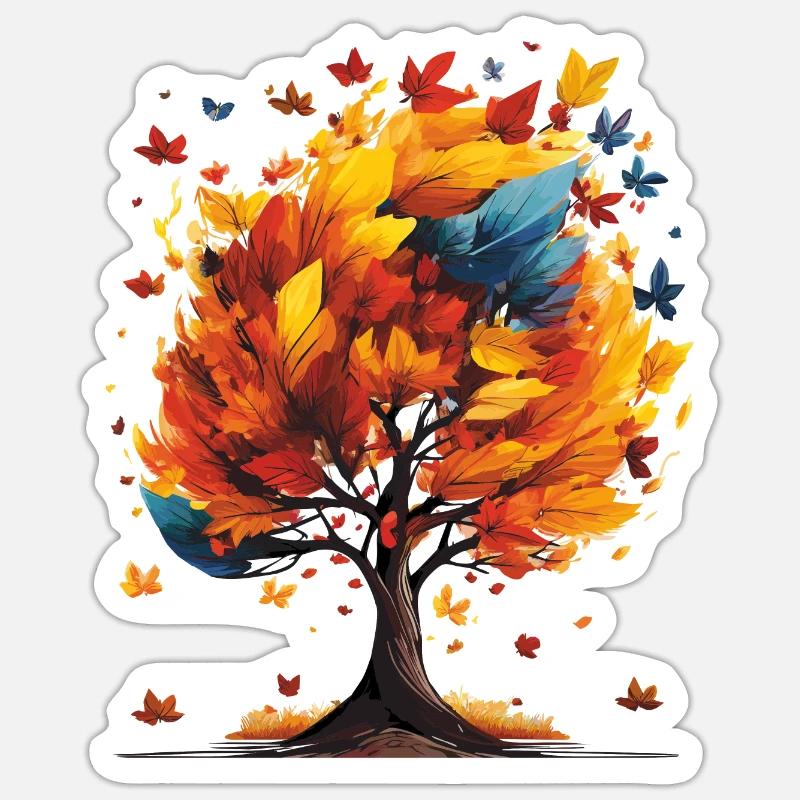AUTUMN TREE - Sticker size S (10 x 10 cm) - white matte