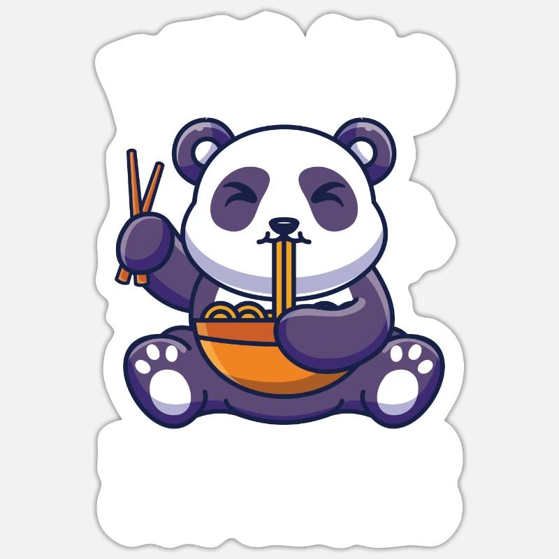 Drôle Pho Panda mignon mangeant Pho Sticker taille S (10 x 10 cm)