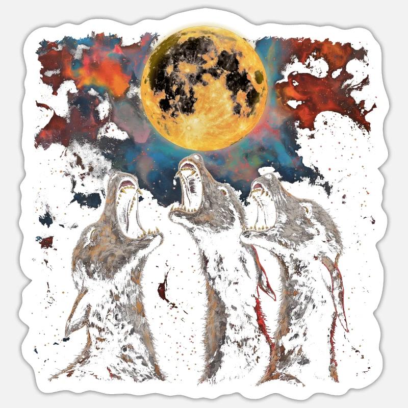 El Chupacabra Crypto Cryptozoology Howling Moon - Sticker size S (10 x 10 cm) - white matte