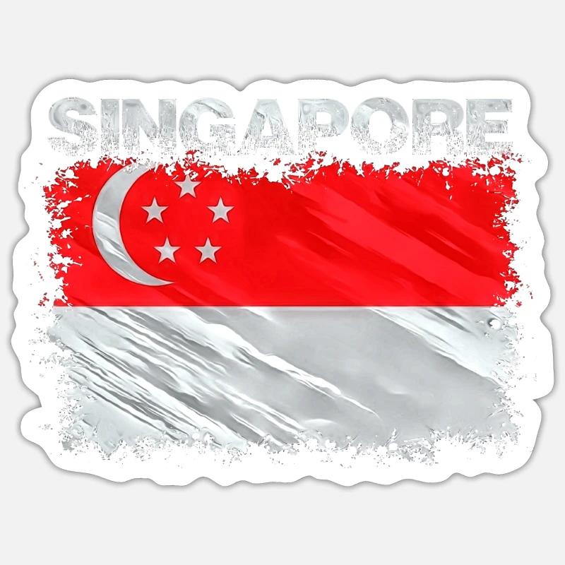 Singapour - Sticker taille S (10 x 10 cm) - blanc mat