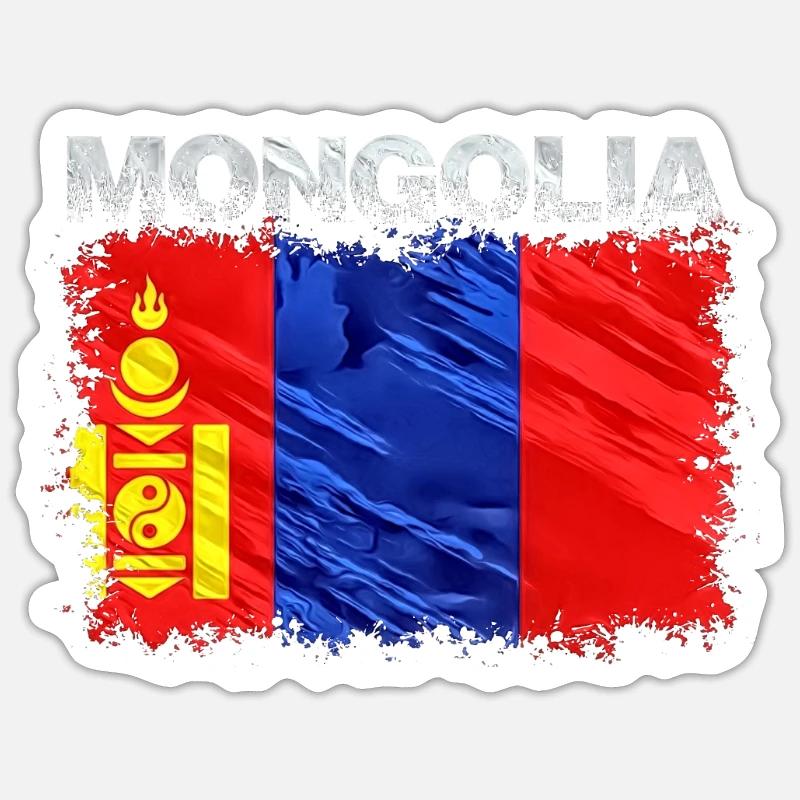 Mongolie - Sticker taille S (10 x 10 cm) - blanc mat