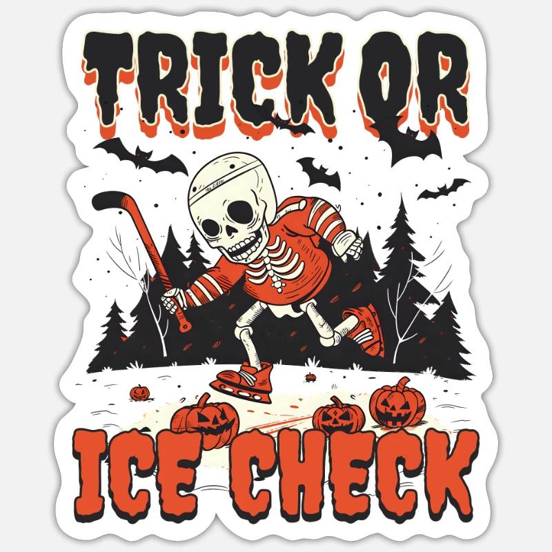 Halloween Eishockey Trick oder Eischeck Sticker Größe S (10 x 10 cm)