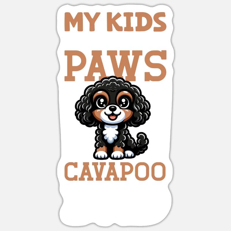 Cavapoo Papa - Sticker Größe S (10 x 10 cm) - Mattweiß