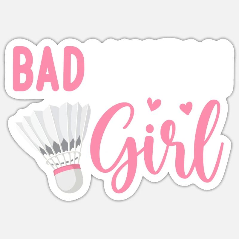 Joueuse de badminton - Sticker taille S (10 x 10 cm) - blanc mat