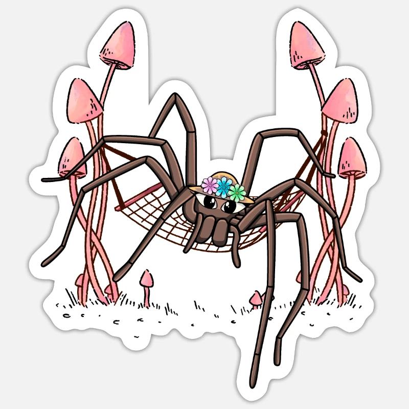 Spinne Spinnen abhängen Hängematte Spinnennetz - Sticker Größe S (10 x 10 cm) - Mattweiß