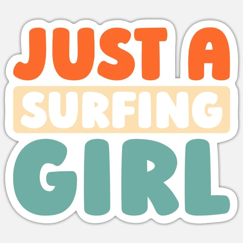 Surfer Surfen Juste une Surfeuse Fille - Sticker taille S (10 x 10 cm) - blanc mat