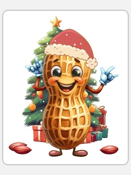 Erdnuss Nikolaus Weihnachtsmann Tannenbaum Kind - Sticker Größe S (10 x 10 cm) - Mattweiß
