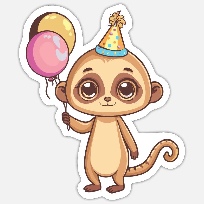 Suricate Anniversaire Bébé - Sticker taille S (10 x 10 cm) - blanc mat