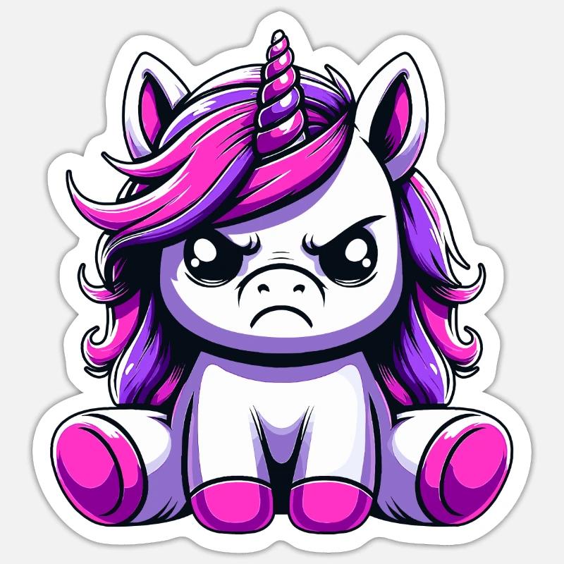 Süßes Einhorn Genervt Sticker Größe S (10 x 10 cm)