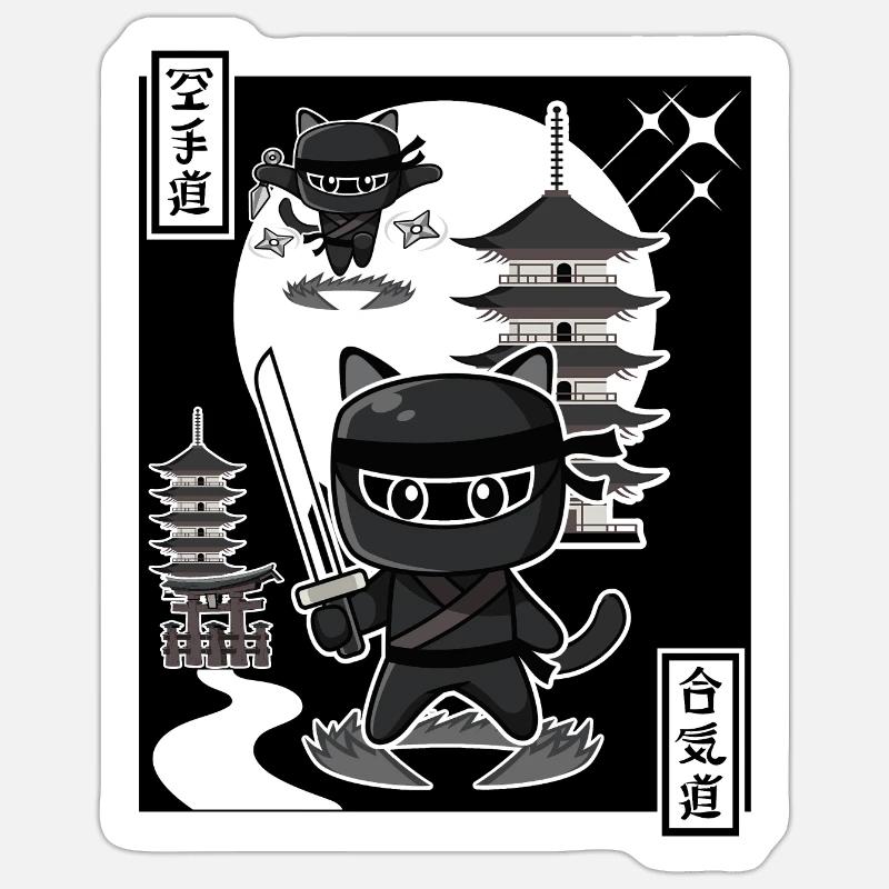 Ninja Cat - Sticker size S (10 x 10 cm) - white matte