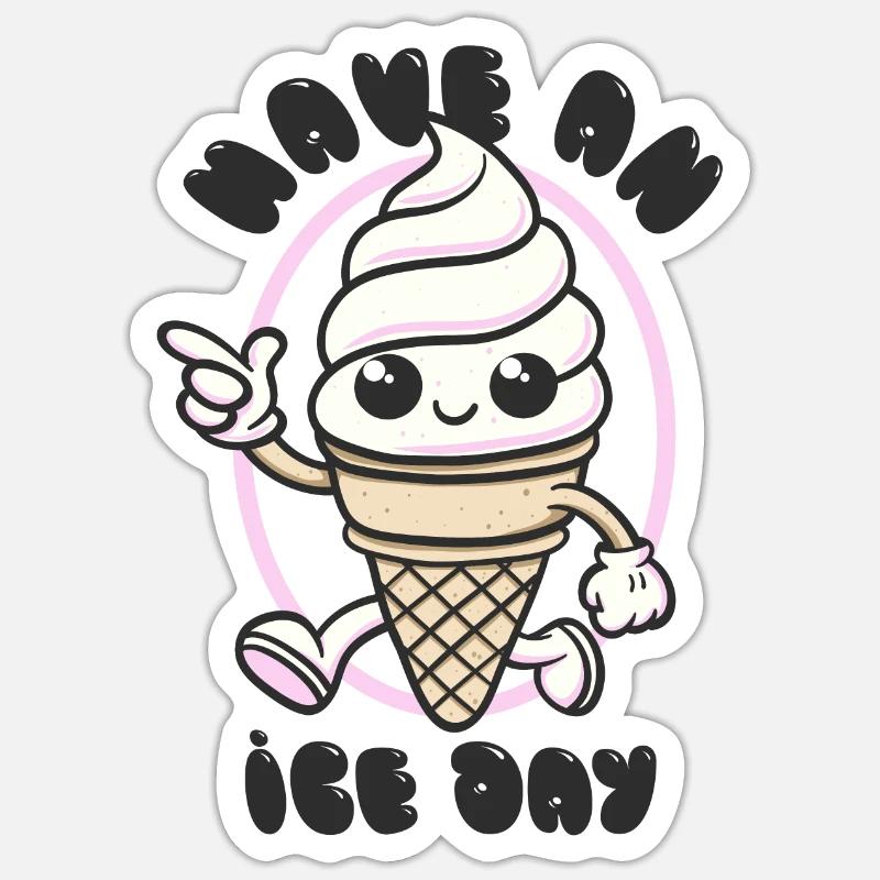 Have an Ice Day - Süßes Eiscreme Maskottchen - Sticker Größe S (10 x 10 cm) - Mattweiß