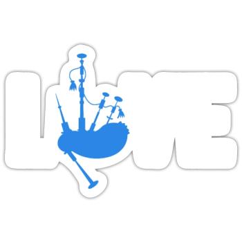 Dudelsack Liebe Great Highland Dudelsack Unterricht - Sticker Größe S (10 x 10 cm) - Mattweiß - Vorne