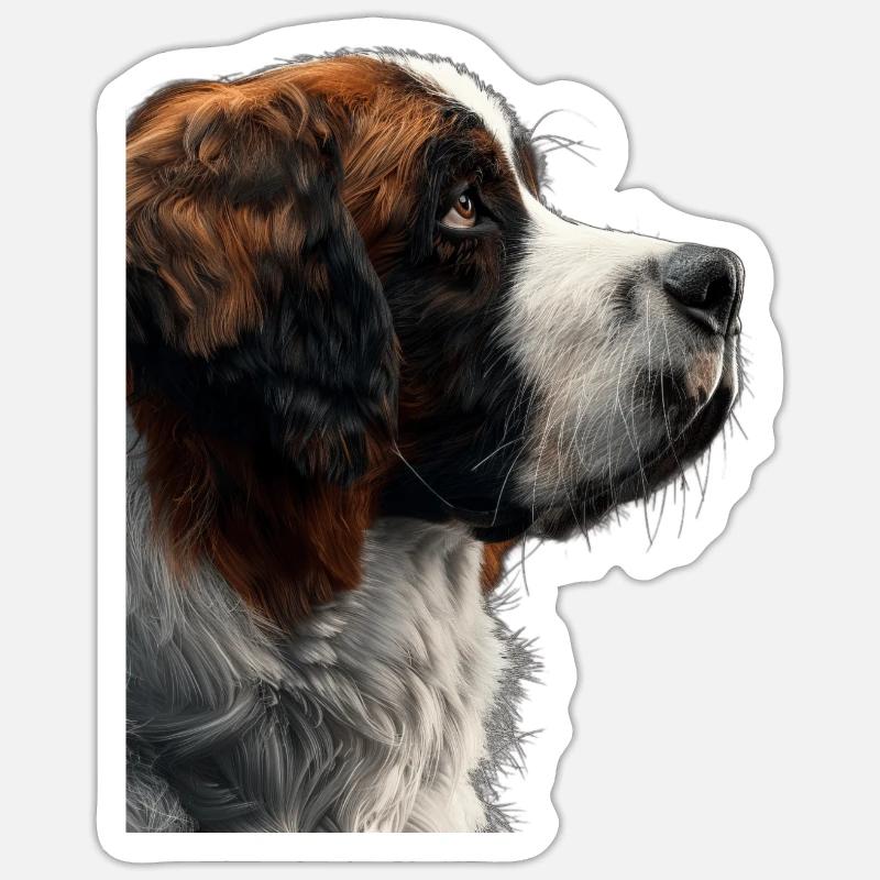Bernhardiner - Sticker størrelse S (10 x 10 cm) - mat hvid