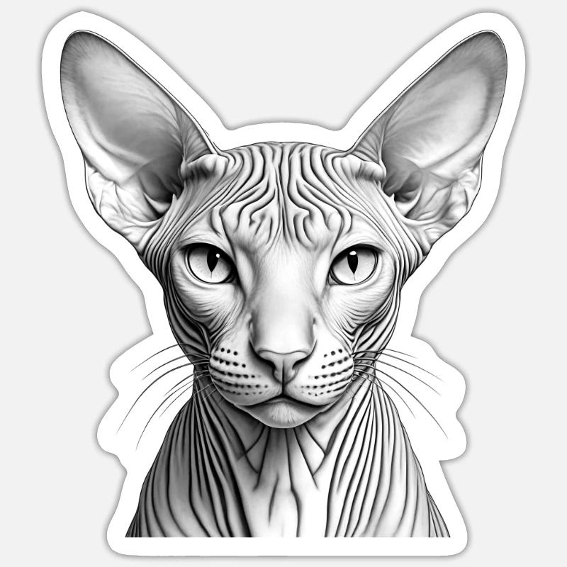Chat sphynx cool - Sticker taille S (10 x 10 cm) - blanc mat