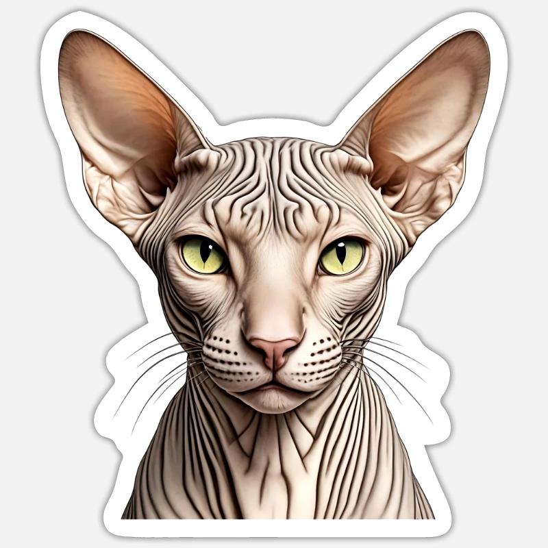 Chat Sphynx Sticker taille S (10 x 10 cm)