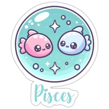 Süße Pisces Sternzeichen Astrologie Geschenk - Sticker Größe S (10 x 10 cm) - Mattweiß - Vorne