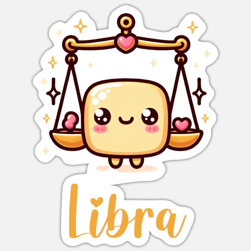 Süße Libra Sternzeichen Astrologie Geschen - Sticker Größe S (10 x 10 cm) - Mattweiß