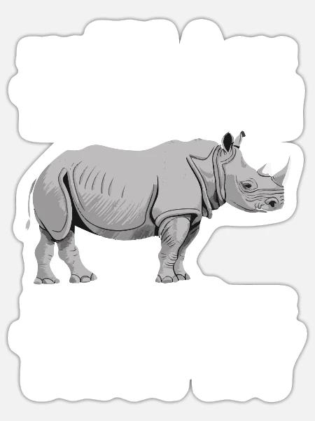 Nashorn Rhinozeros - Sticker Größe S (10 x 10 cm) - Mattweiß