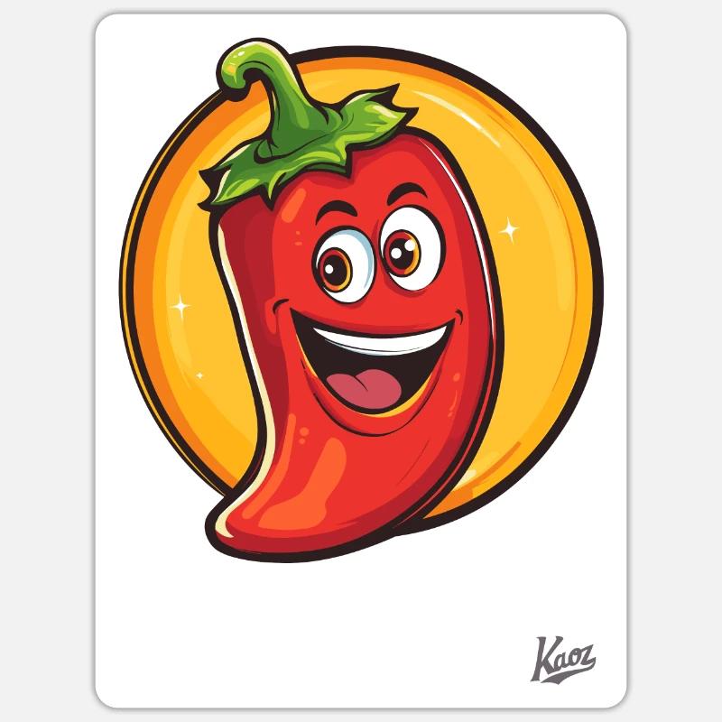 Bonjour! Pepperoni épicé drôle - Sticker taille S (10 x 10 cm) - blanc mat