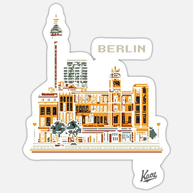 Pixel Berlin - Sticker Größe S (10 x 10 cm) - Mattweiß