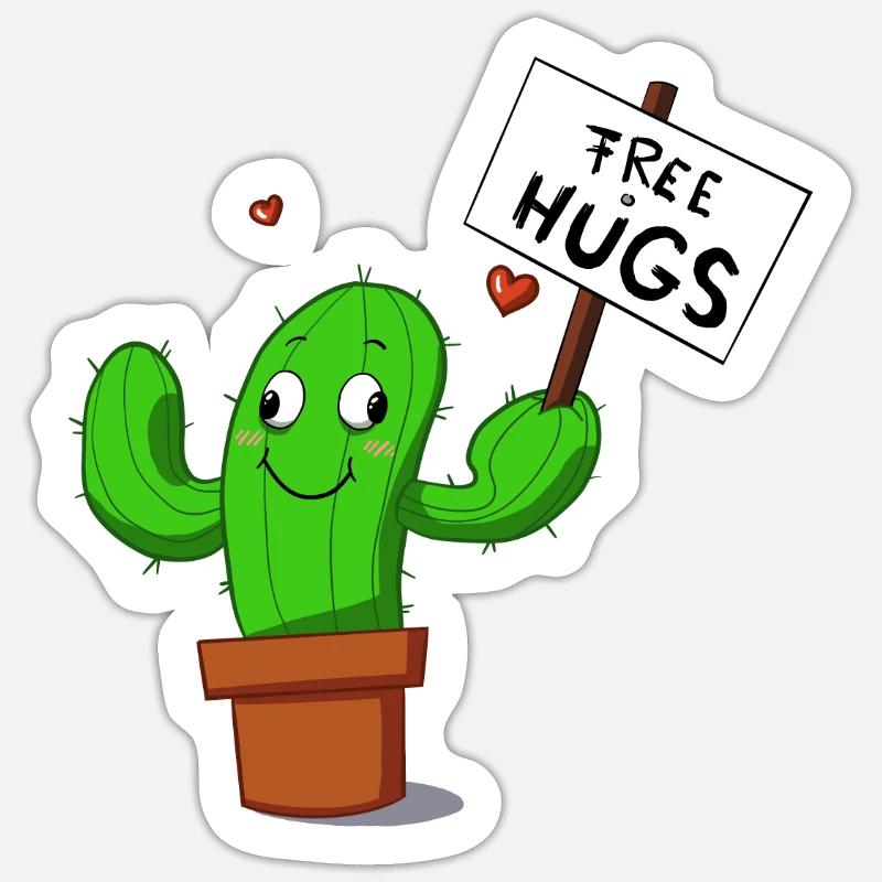 Cactus - Sticker taille S (10 x 10 cm) - blanc mat