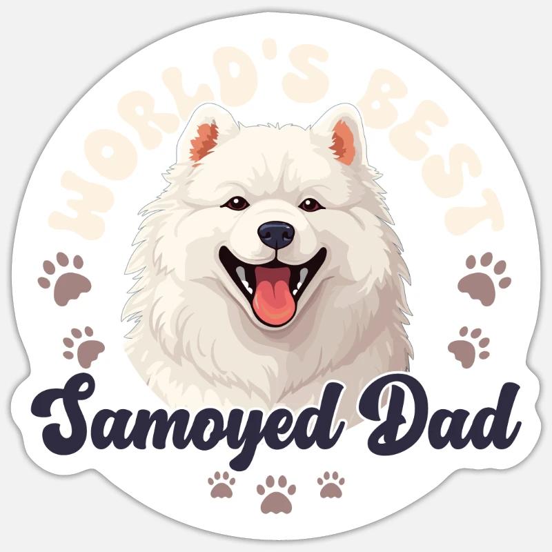 Samoyède Groovy Samoyède - Sticker taille S (10 x 10 cm) - blanc mat