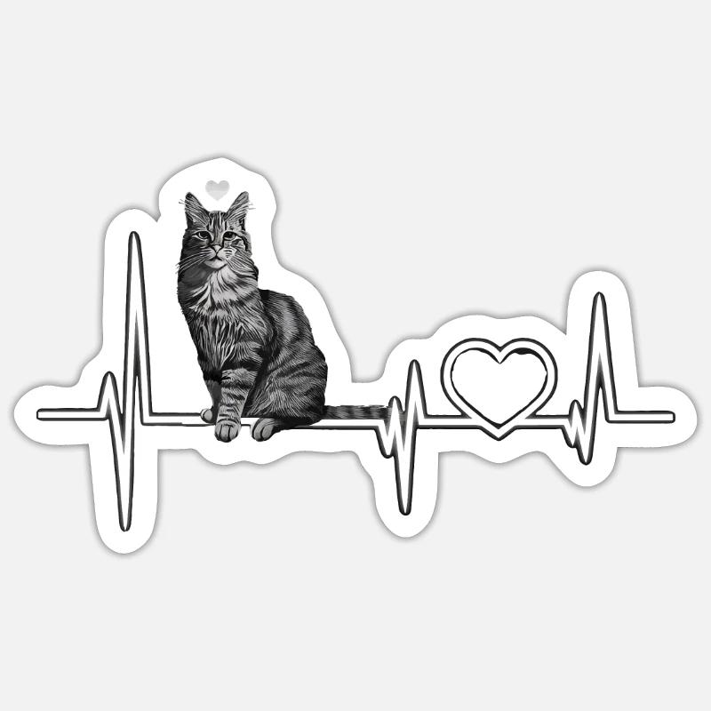Chat - Sticker taille S (10 x 10 cm) - blanc mat