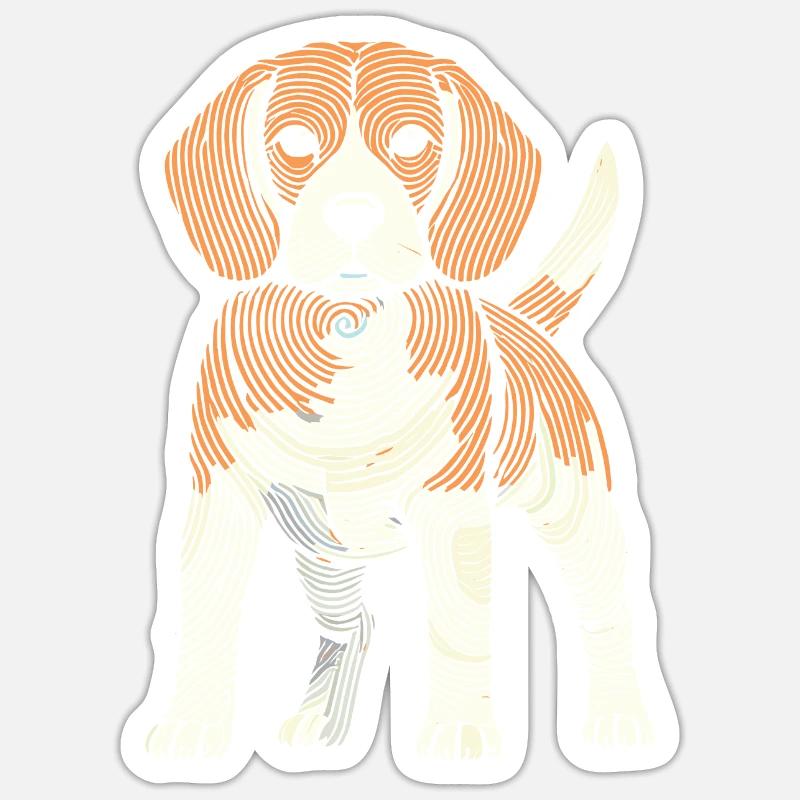 Empreinte digitale du beagle - Sticker taille S (10 x 10 cm) - blanc mat