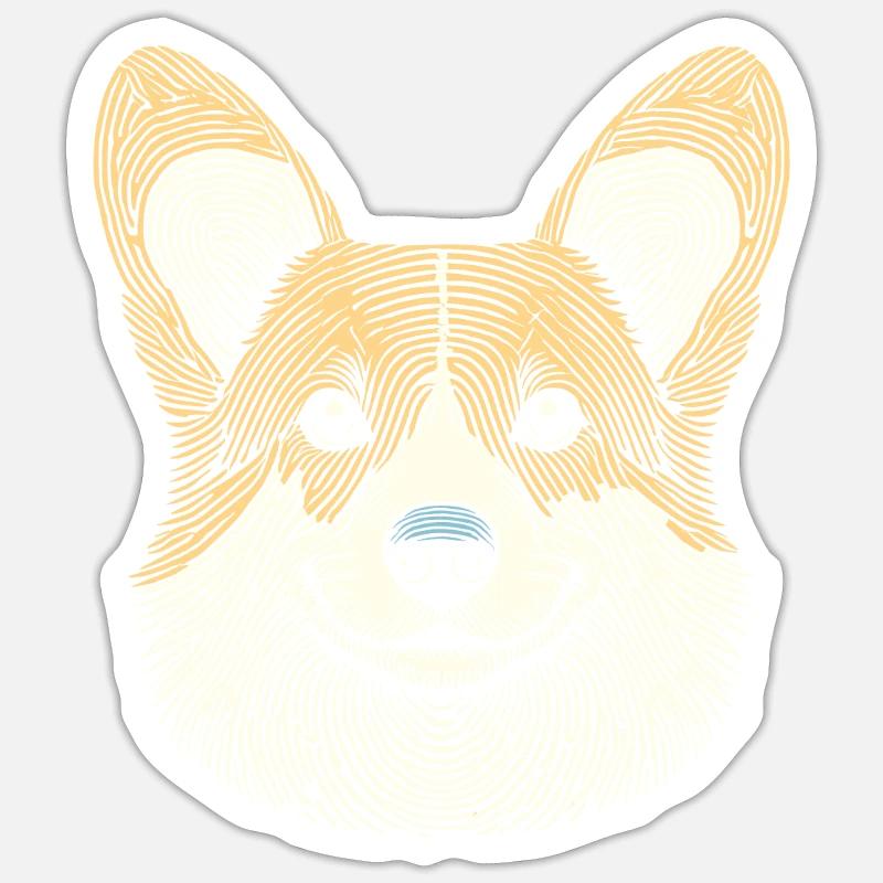 Empreinte digitale corgi Sticker taille S (10 x 10 cm)